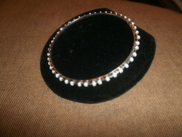 Silver Tone Bangle Bracelet with White Beads - $2.00