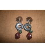 Metal Earrings with Dangling Plastic Beads - $2.00