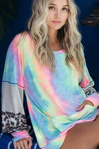BiBi Tie Dye French Terry Sweatshirt with Contrast - $29.46