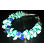 6&quot;-8&quot; Bracelet and Earrings Amazonite &amp; Lapis Beads Kumihimo Woven Women... - £23.70 GBP