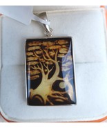 Baltic Amber 925 Sterling Etched Carved Landscape Pendant One-of-a-Kind ... - £60.85 GBP