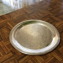 Vintage 1883 F.B. ROGERS Silver Co Silverplate Round Ornate Tray 12 5/8&quot; - £12.16 GBP