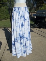 Nwt T Tahari Fab Long Blue Floral Print Skirt Xl $128 - £31.85 GBP