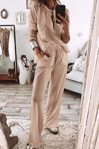 Parchment Textured Long Sleeve T Shirt and Pants Lounge Set - £36.02 GBP