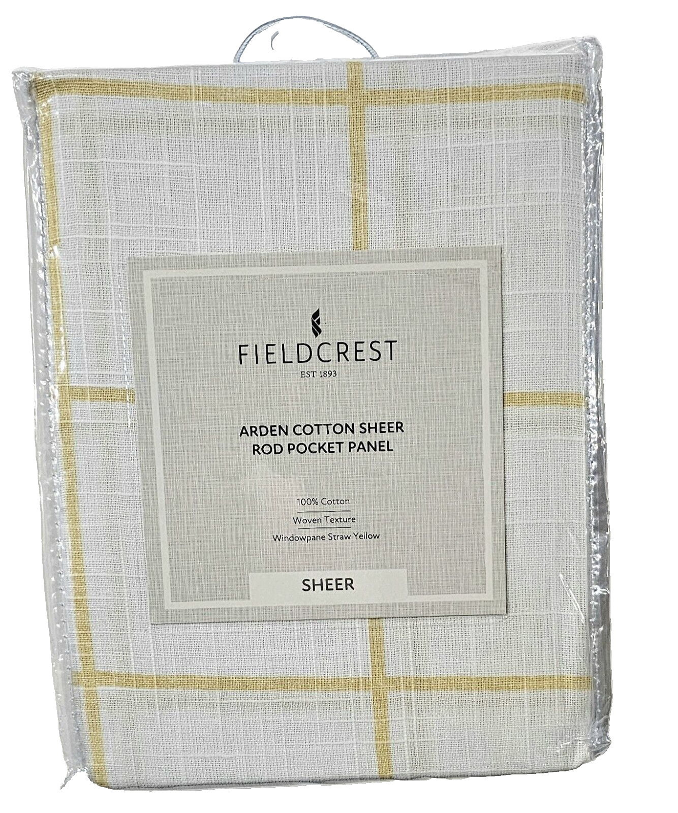 Fieldcrest Arden Cotton Sheer Rod Pocket Panel Cotton Windowpane Straw Yellow - $23.99
