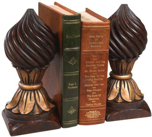 Bookends Bookend Lodge Swirl Knob Cast Resin Hand-Cast Carved Hand-Painted - £164.40 GBP