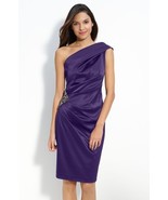 Eliza J Beaded One Shoulder Satin Dress Sz 2 Purple - $97.02