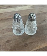 Vintage Fostoria American Salt &amp; Pepper Shakers Clear Glass Metal Cap 3.5” - €10,59 EUR