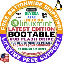 Linux Mint 20.1 Usb Ulyssa Xfce 64-Bit Live Boot, Full Install Mac, Pc - £8.90 GBP