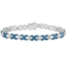 Xoxo Tennis Bracelet Avec Bleu Imitation Diamant En Plaqué Argent Brass, 7 1/4 &quot; - £338.40 GBP
