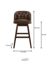 Bardell Swivel Upholstered Bar Stool with Brown Faux Leather Seat Barrel Back - £147.95 GBP