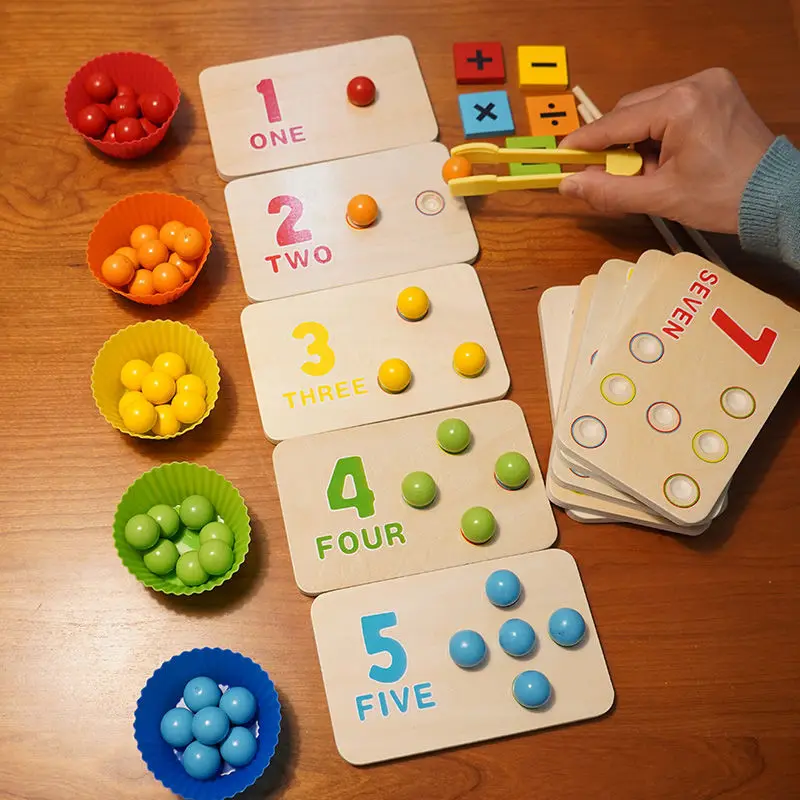 Kids Montessori Wooden Toys Hands Brain Training Clip Beads Montessori Beads - £13.71 GBP+