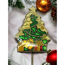 Christmas Tree Stick Pin Gold Tone Enamel Vintage - $17.49