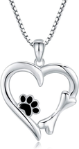 Mothers Day Gift for Mom, Wife, 925 Sterling Silver Cute Animal Dog Paw Print Ne - £38.86 GBP