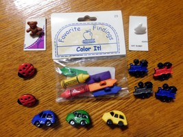 Crafts Sewing Lot 17 BUTTONS Crayons, Trains, Cars + NEW - £8.78 GBP