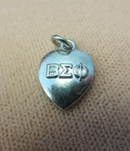 Antique 1950 Beta Sigma Phi  CHARM  heart silver  sorority - £11.99 GBP