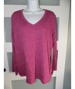 Sonoma The Everyday Tee Pink Heathered LS Casual V-Neck Shirt Size XXL W... - $303.68 MXN