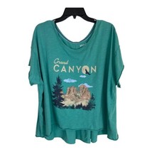 Terra &amp; Sky Womens Shirt Adult Size 2XL Teal Grand Canon Cropped Mountains - £16.43 GBP