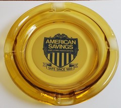 American Savings and Loan Association 7-3/4&quot; Heavy Large Amber Ashtray - £23.56 GBP