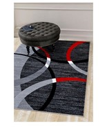 Area Rug Carpet Gray Swirls 5&#39;2 x 7&#39;2 Modern (a) - £197.58 GBP