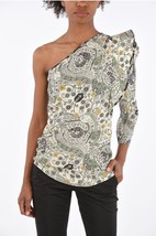 Isabel Marant Etoile Womens HT Carina Printed One Shoulder Blouse Tunic Top S 36 - £91.86 GBP