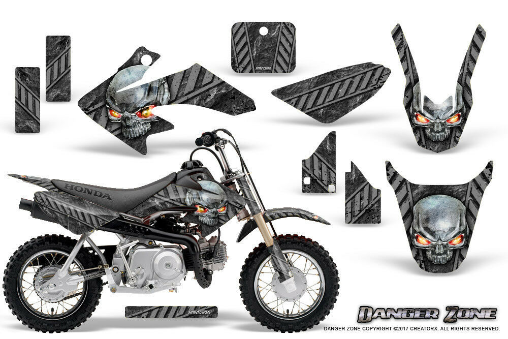 HONDA CRF 50 GRAPHICS KIT CREATORX DECALS STICKERS DANGER ZONE SILVER - $108.90