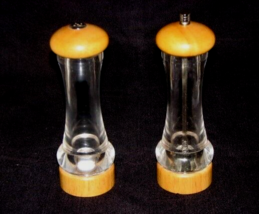 Saltshaker and Pepper Grinder 8 inch. Wood and Glass - $19.79