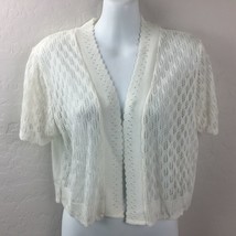 Sweet Kizz Women Cream Ivory White Short Sleeve Shrug Bolero Sweater Lay... - £19.60 GBP