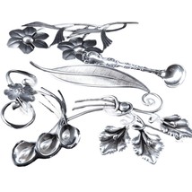 Vintage Sterling silver brooch Collection Beau New Years Eve Clover, Salt spoon - £144.98 GBP