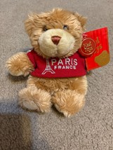 Keel Toys Augustin Paris France Bear Plush 10” Heart Flag Eiffel Tower Red Hood - £11.14 GBP