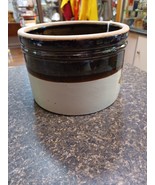 Vintage 2 Tone Brown Beige Stoneware Crock 5&quot; Tall - $465.38 MXN