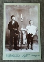 Cabinet Card c1900 Religious Young Boys Cross Bible Candle Menomonee Fal... - $14.50