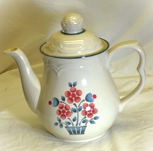 Brambleberry Hearthside Stoneware Coffee Tea Pot Cumberland Flowers Blue... - $59.39