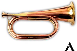 AnNafi® Solid Copper &amp; Brass Bugle| US Military Cavalry Horn | Musical - £48.64 GBP