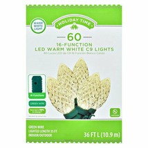 60 LED C9 Warm White Motion Lights Christmas String Lights 35&#39; 16 Settin... - $23.41