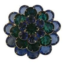 Vintage Blue &amp; Green Crystal Brooch - £58.97 GBP