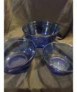 Set 3 Vintage Anchor Hocking  Cobalt Blue Glass Nesting Mixing Bowls - $82.33 CAD