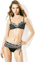 NWT BADGLEY MISCHKA 6 swimsuit 2pc bikini adjustable bottoms underwire top black - £57.47 GBP