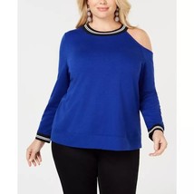 NWT Womens Plus Size 3X INC Blue One Shoulder Sporty Soft Sweatshirt Top - £19.25 GBP