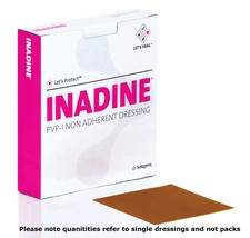 Inadine 5cm x 5cm Non-Adherent Wound Dressings, Povidone Iodine, AntiMicrobial - £7.92 GBP - £15.88 GBP