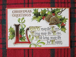 1900s Embossed Christmas Greetings Postcard, Antique Embossed Christmas ... - $9.99