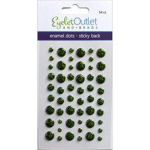 Eyelet Outlet Adhesive-Back Enamel Dots 54/Pkg-Glitter Green - $14.36