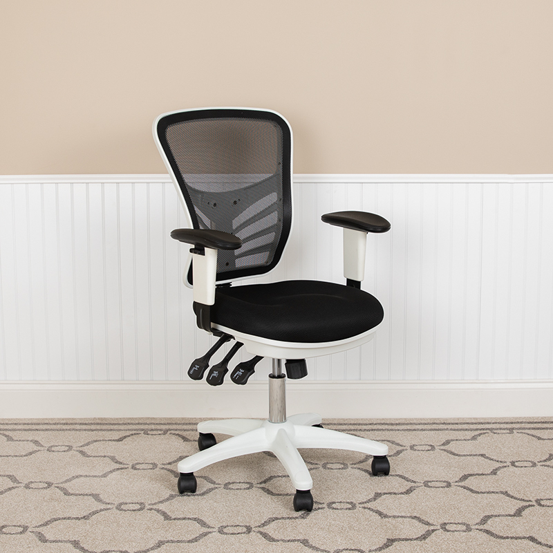 Black/White Mesh Office Chair HL-0001-WH-BK-GG