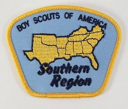 Vintage Boy Scouts America Southern Region Map Twill Yellow Trim BSA Camp Patch - £9.33 GBP