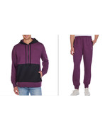 Champion Men&#39;s Half Zip Fleece Woven-Mix Hoodie &amp; Jogger - Plum Port Hea... - $41.71