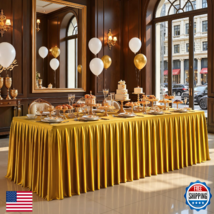 4FT Gold Satin Tablecloths for Rectangle Tables - Shiny Spandex Party Ta... - $49.72