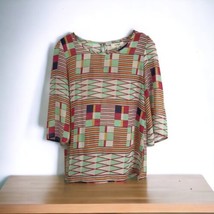 Umgee USA Womens Shirt Size Small Multi Color Sheer 3/4 Sleeve Blouse Top - £16.76 GBP