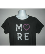 Womens Life is Good MORE Heart Love T Shirt Large gray Classic Fit - $21.73