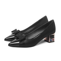 Sweet Bowtie Full Genuine Leather High Heels Brand High Heels High Heel Shoes Pa - £95.66 GBP