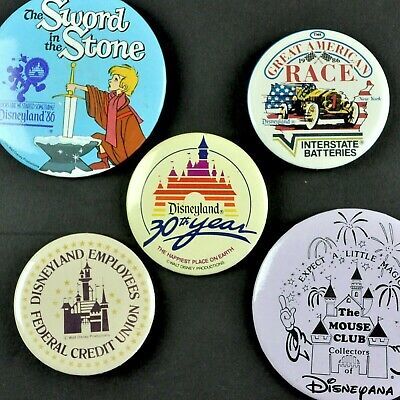 Primary image for Disneyland Cast Member Vtg 6 Button Lot Sword Stone American Race Mouse Club 30